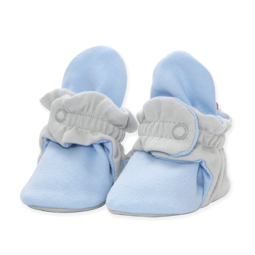 Organic Cotton Baby Booties | Light Gray - Light Blue - Styled By Mama